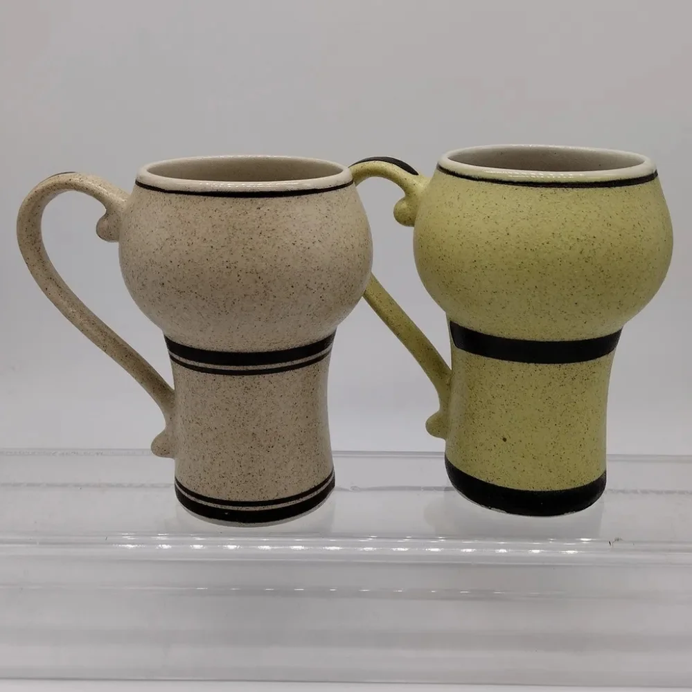 Set of 4 Stylecraft Coffee Mugs‎ Floral Hand Painted Textured MCM Vintage Boho